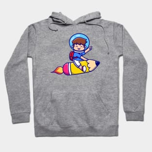 Cute Boy Flying With Pencil Rocket Hoodie